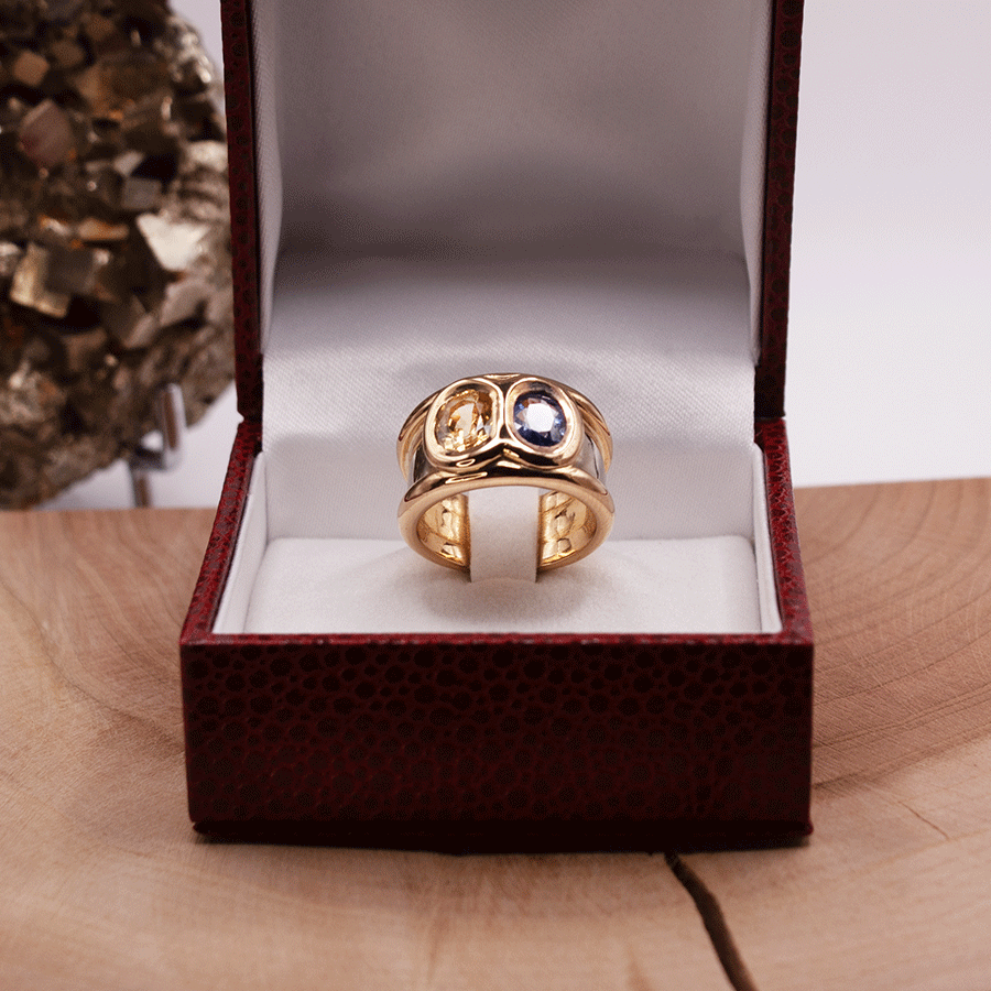 Bague ancienne jonc saphir